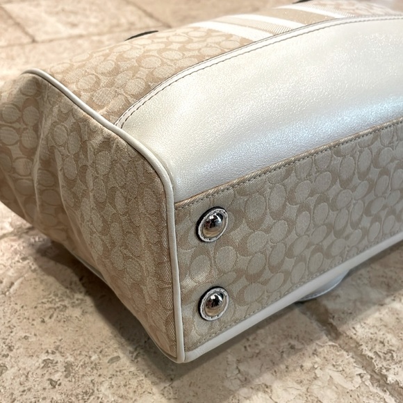 Coach NEW YORK Legacy Med. Candace Satchel in Sig. C Print w/Stripes & Silver HW - Picture 7 of 14